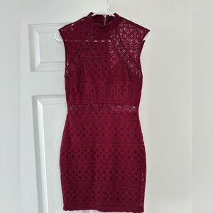 Windsor Lace Midi Dress - Deep Red
